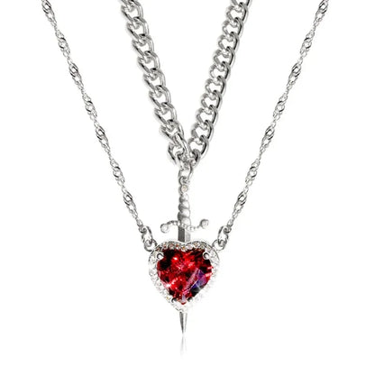 Heart And Sword Necklace Set (+ FREE Gift Box)